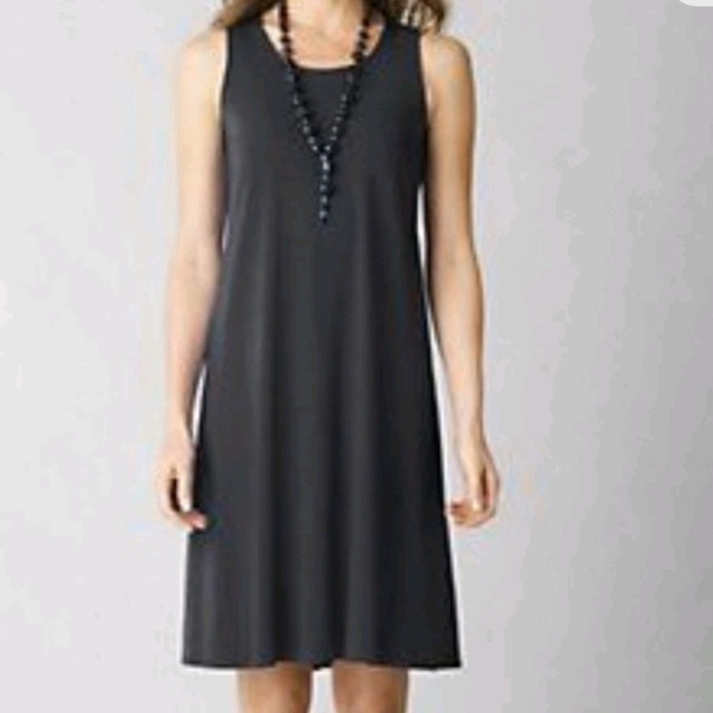 J JILL WEAREVER Dress Shift Black Small Knit Sleeveless Back Pleat‎ Pocket